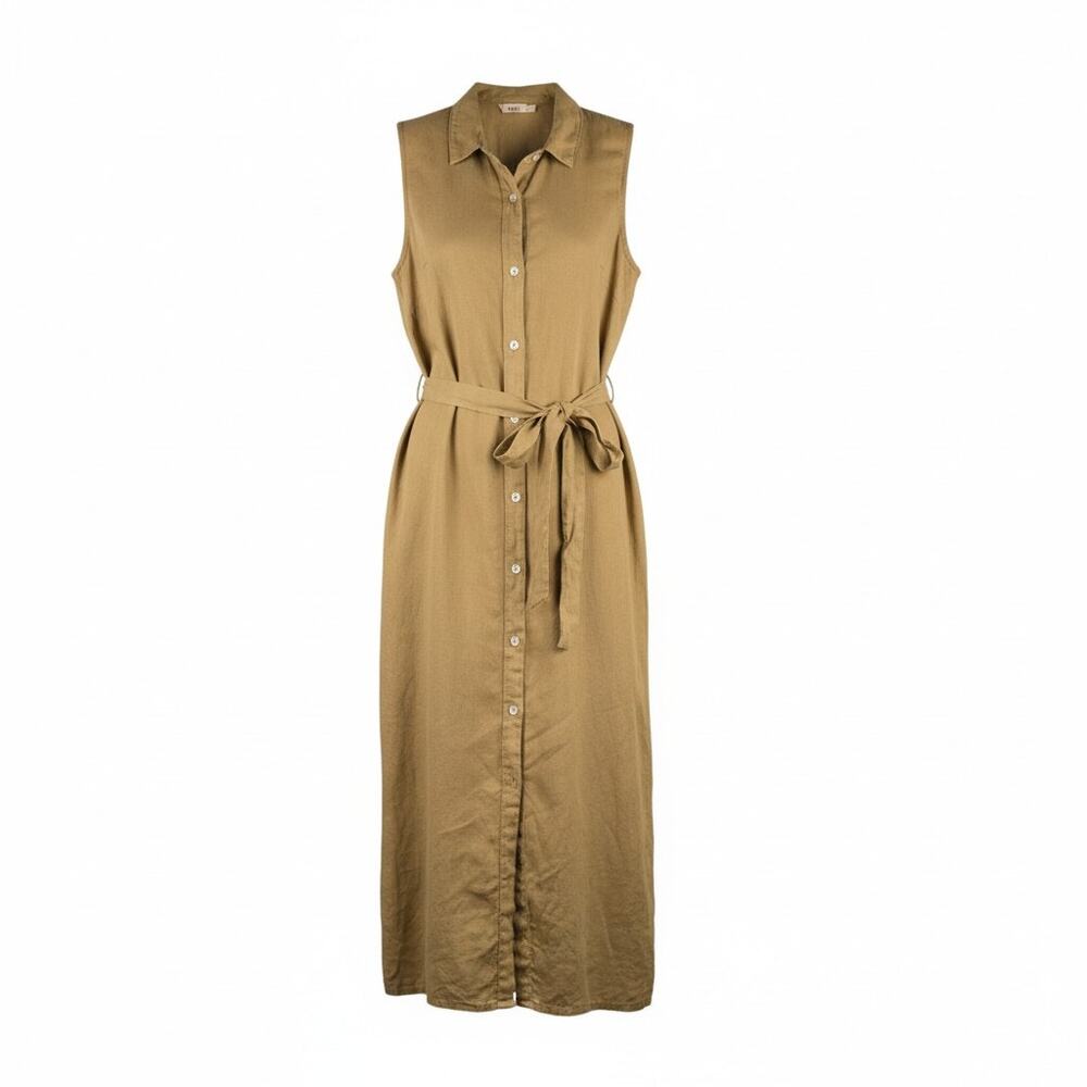Faherty Laguna Sleeveless Shirtdress Linen Dull Gold (Tan) Medium
